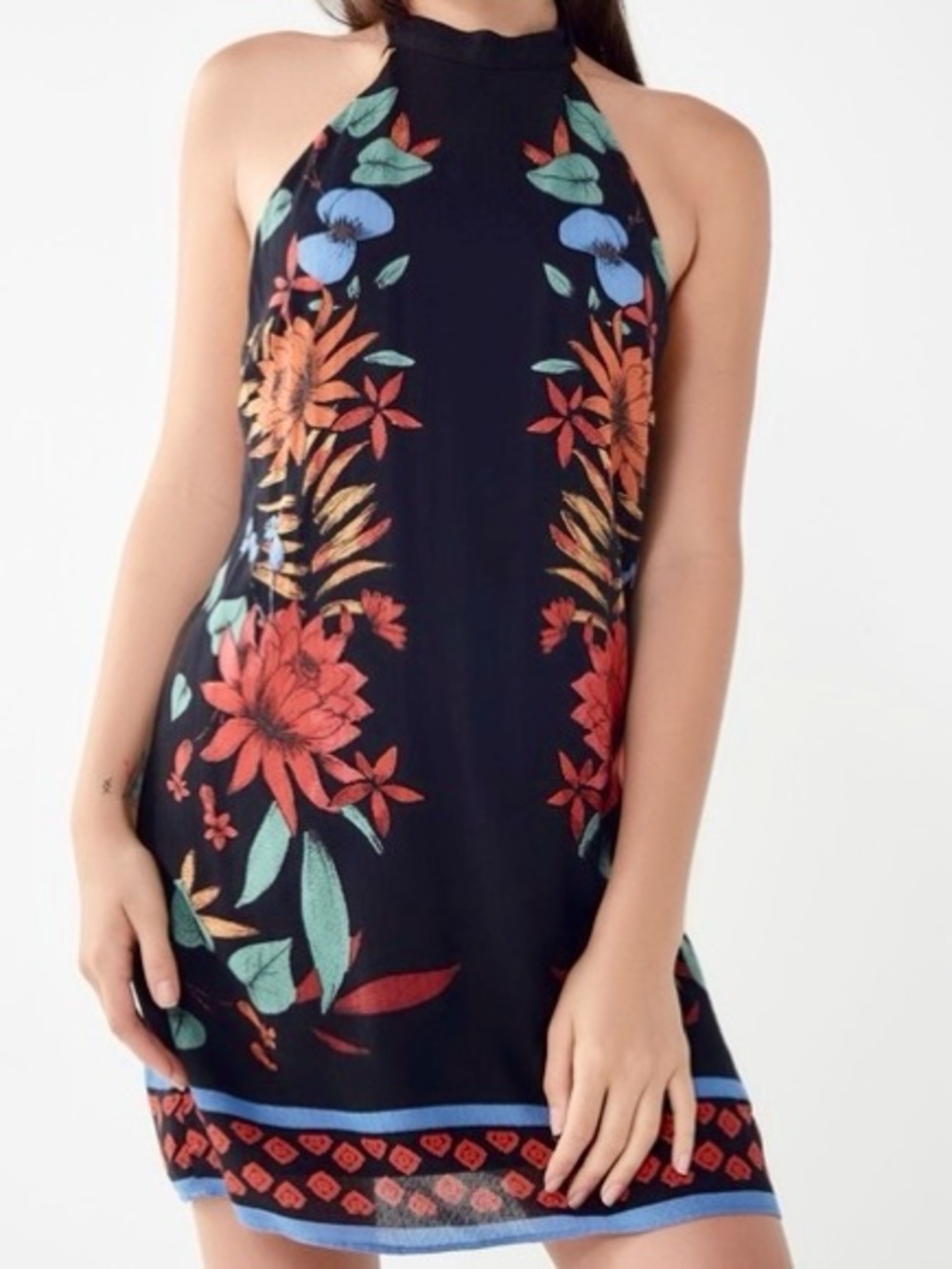 URBAN OUTFITTERS CATALINA PRINTED HALTER DRESS